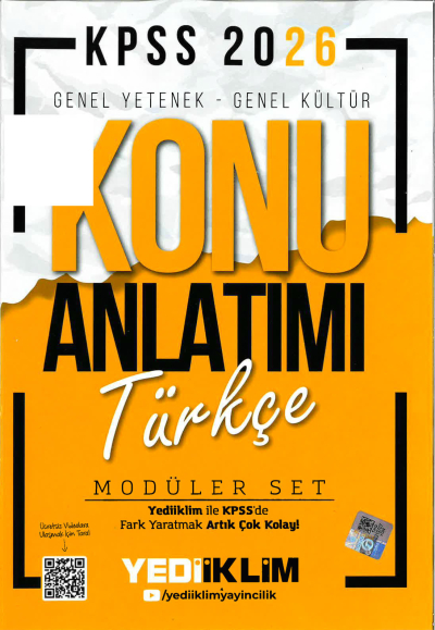 TÜRKÇE Yediiklim 2026 KPSS Genel Yetenek Genel Kültür Konu Anlatımı Modüler Yediiklim Yayınları Vivo Fotokopi Merkezi