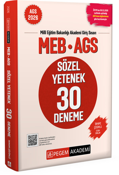 2026 MEB-AGS Sözel Yetenek 30 Deneme Çözümlü Pegem Akademi Yayınları Vivo Fotokopi Merkezi