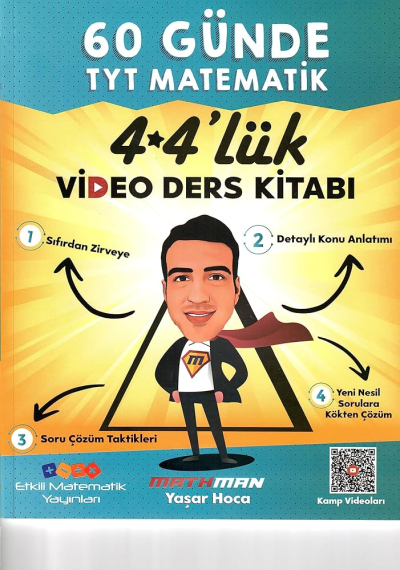 60 GÜNDE TYT MATEMATİK 4*4'LÜK VİDEO DERS KİTABI MATHMAN YAŞAR HOCA Vivo Fotokopi Merkezi