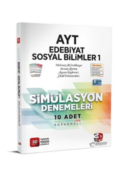 AYT Edebiyat Sosyal Bilimler 1 Simülasyon Denemeleri Tamamı Video Çözümlü 3D Yayınları Vivo Fotokopi Merkezi