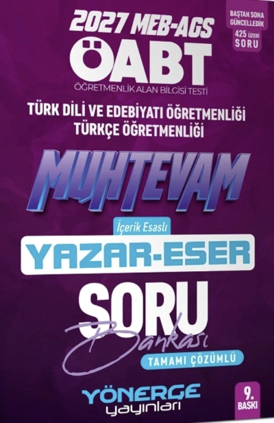 ÖABT MEB-AGS Türk Dili Edebiyatı Türkçe Öğretmenliği Muhtevam Yazar Eser Soru Bankası Çözümlü Yönerge Yayınları Vivo Fotokopi Merkezi