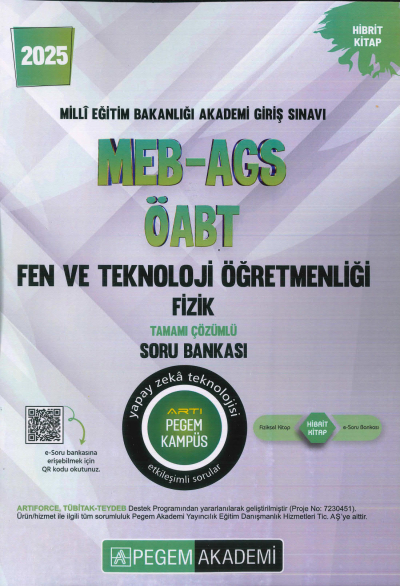 2025 MEB-AGS-ÖABT Fen ve Teknoloji Öğretmenliği Fizik Tamamı Çözümlü Soru Bankas Pegem Akademi Yayıncılık Vivo Fotokopi Merkezi
