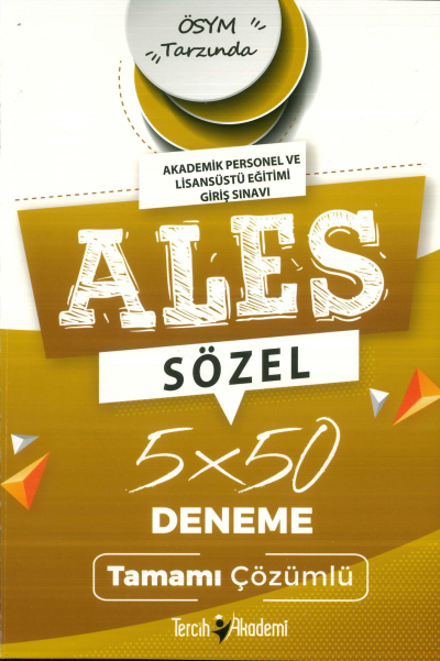 ALES Sözel 5 x 50 Tamamı Çözümlü Deneme Sınavı Tercih Akademi Vivo Fotokopi Merkezi