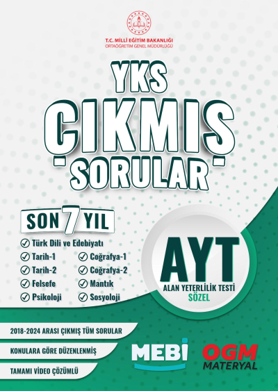 AYT Sözel Son 7 Yıl Çıkmış Sorular 2018-2024 MEBİ Vivo Fotokopi Merkezi