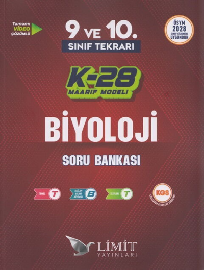 2028 TYT 9. ve 10. Sınıf Tekrarı Biyoloji K-28 Maarif Model Soru Bankası Limit Yayınları Vivo Fotokopi Merkezi