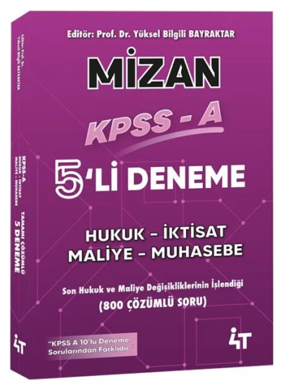 KPSS A Grubu MİZAN 5 Deneme Çözümlü 4T Yayınları Vivo Fotokopi Merkezi