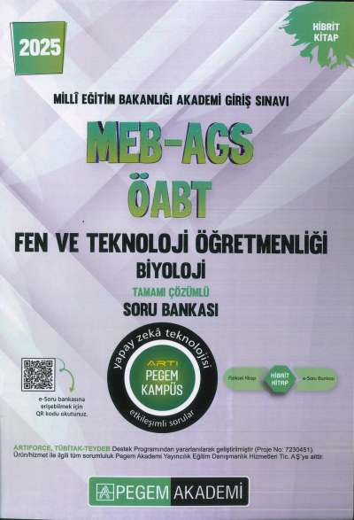 2025 MEB-AGS-ÖABT Fen ve Teknoloji Öğretmenliği Biyoloji Tamamı Çözümlü Soru Bankas Pegem Akademi Yayıncılık Vivo Fotokopi Merkezi