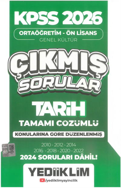 2026 KPSS Ortaöğretim-Önlisans Tarih Konularına Göre Çıkmış Sorular(2024 soruları dahil) Yediiklim Yayınları Vivo Fotokopi Merkezi