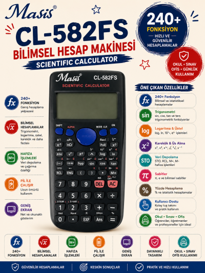 Masis CL-582FS Bilimsel Hesap Makinesi Vivo Fotokopi Merkezi