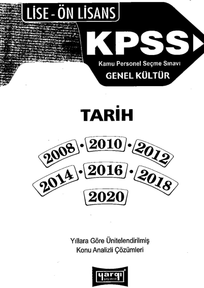 KPSS Genel Kültür Lise Ön Lisans Tarih Tamamı Çözümlü Çıkmış Sorular 2008-2020 Vivo Fotokopi Merkezi