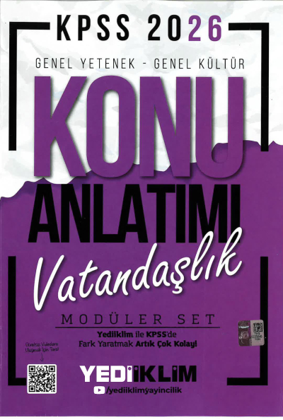 VATANDAŞLIK Yediiklim 2026 KPSS Genel Yetenek Genel Kültür Konu Anlatımı Modüler Yediiklim Yayınları Vivo Fotokopi Merkezi