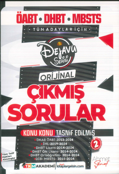 2025 ÖABT DHBT MBSTS Din Kültürü ve Ahlak Bilgisi Dejavu Orijinal Çıkmış Sorular Seti 2. Kitap TKM Akademi Vivo Fotokopi Merkezi