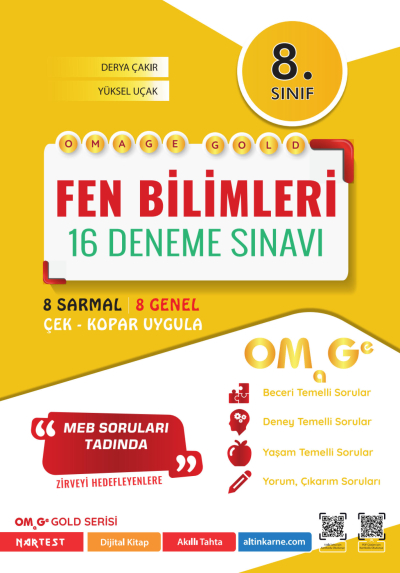 8. Sınıf Omage Gold Fen Bilimleri 16 Deneme Sınavı Omage Yayınları Vivo Fotokopi Merkezi