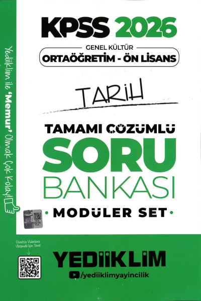 2026 KPSS Lise Ortaöğretim Ön Lisans Soru Bankası Çözümlü Modüler TARİH Yediiklim Yayınları