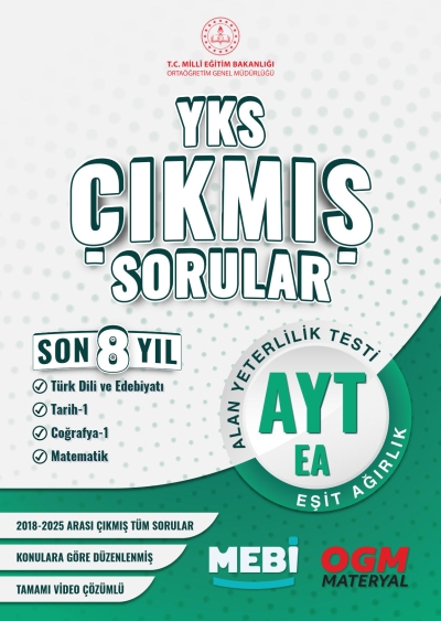 YKS Çıkmış Sorular AYT Eşit Ağırlık Son 8 Yıl (2018-205) MEB OGM Vivo Fotokopi Merkezi