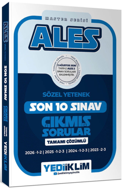 2027 ALES Sözel Yetenek Master Serisi Tamamı Çözümlü Son 10 Sınav Çıkmış Sorular Yediiklim Yayınları Vivo Fotokopi Merkezi