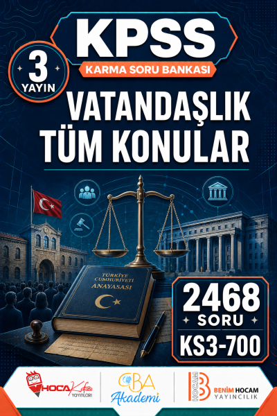 VATANDAŞLIK TÜM KONULAR 3 Yayın 2468 Soru (Benim Hocam - CBA - Hoca Kafası Yayınları) Vivo Fotokopi Merkezi