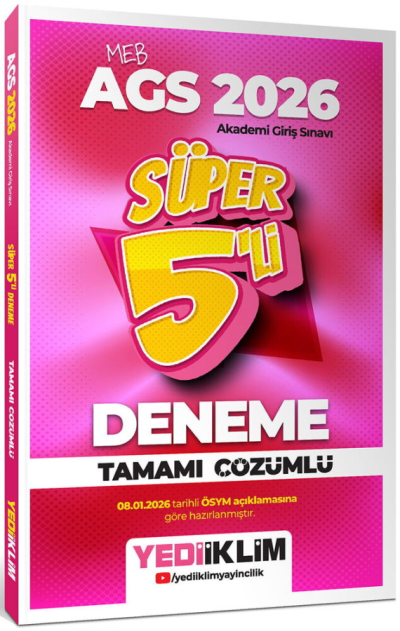2026 MEB AGS Tamamı Çözümlü Süper 5 li Deneme Yediiklim Yayınları