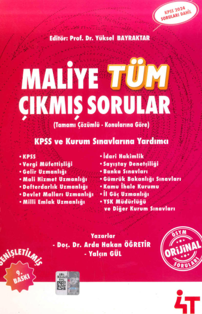 Maliye Tamamı Çözümlü Çıkmış Sorular 4T Yayınları (2024 KPSS Soruları Dahil) Vivo Fotokopi Merkezi