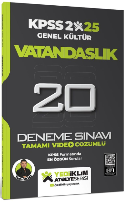 2025 KPSS Vatandaşlık Genel Kültür Atölye Serisi Tamamı Video Çözümlü 20 Deneme Sınavı Yediiklim Yayınları